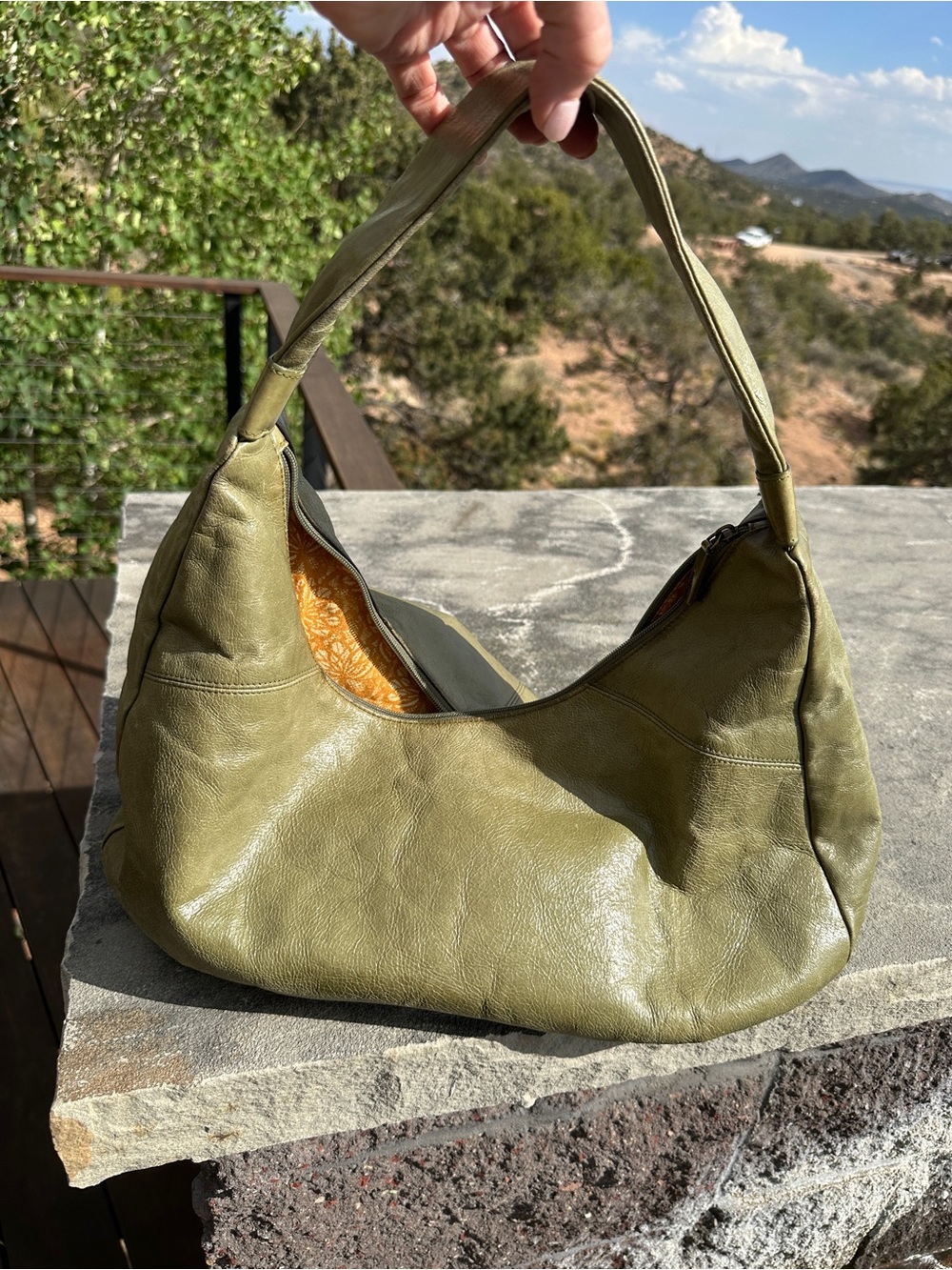 HOBO Sage Green Leather Hobo Bag